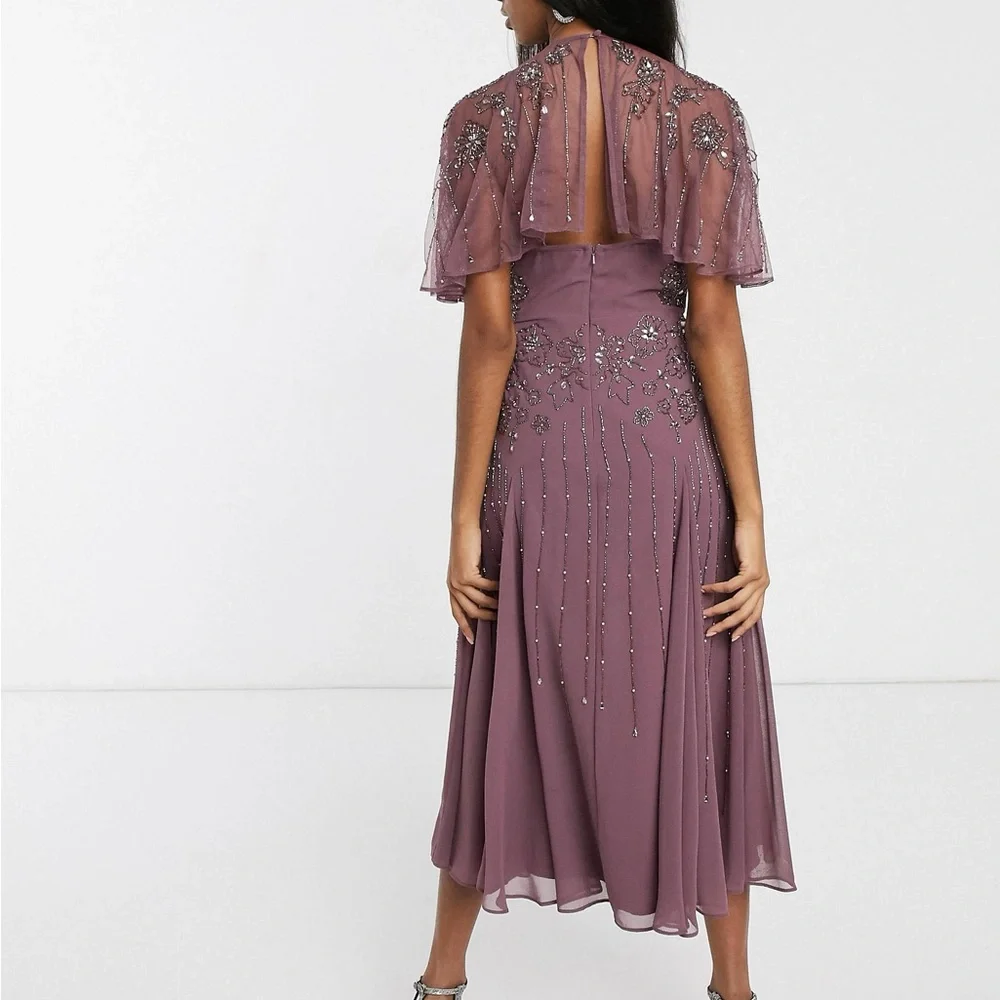 ASOS Mauve Beaded Midi Dress